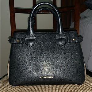 Burberry House Check Banner small leather tote